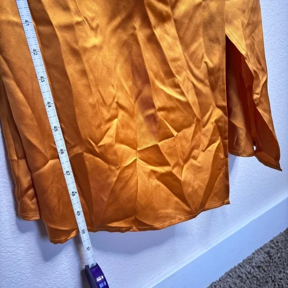 Reformation Marguerite Cantaloupe 100% Silk Dress Size 8 - Picture 13 of 13